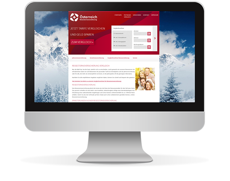 Reisestornoversicherung Website